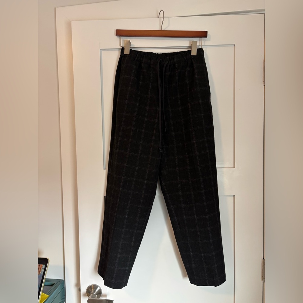 Babaton Artizia Black Plaid Drawstring Joggers Sz. Small